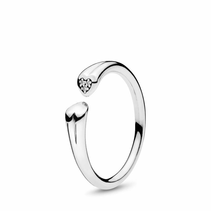 Pandora Two Hearts Stackable Ring - Sterling Silver/Cubic Zirconia - Canada | TO4597VO